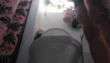Avi Pt 2 Pushing Moaning Toilet fetish spycam Giantess unaware smoking belly rubbing moaning while going to the toilet Toilet Sounds