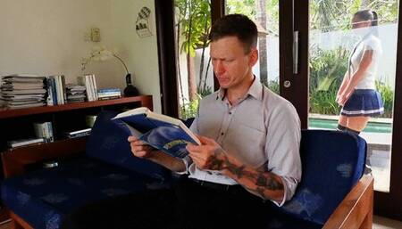 The teacher offers a good grade in return for bondage