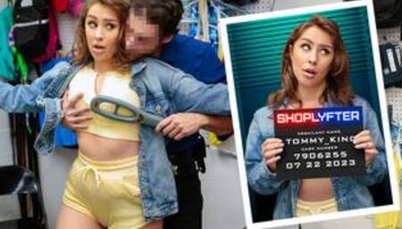 Big ass homeless girl Tommy King caught stealing food and eats cock instead