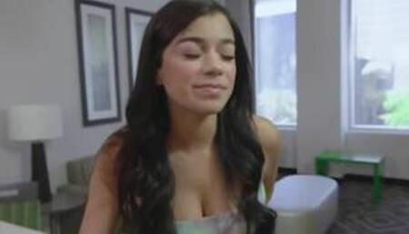 busty stepsis gags on her brother's cock