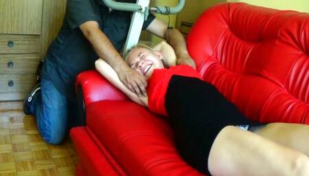 New extreme ticklish model Justyna- Tickling on the couch HD