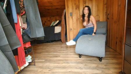 hot milf ripping jeans in keds and girly socks