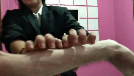 Brazilian blonde woman scratching with long nails part 2