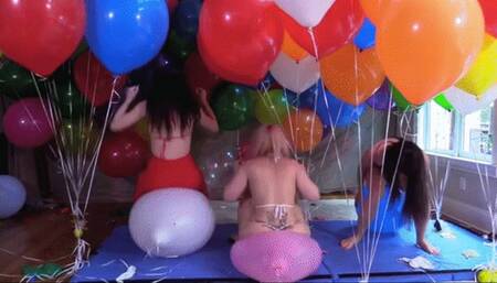 Balloon Olympics: 60 Helium Tuftex Balloons Mass Popping Contest! (Close-Up View!)- HD