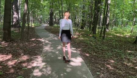 the girl was walking in high-heeled shoes and twisted her leg, it hurts her to walk