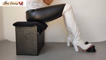 White overknee boots pedal pumping 1080 definition