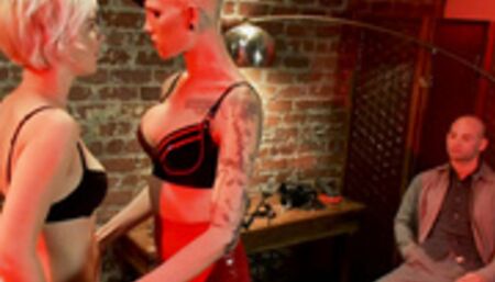 Kinky couple fucked by woman with cock