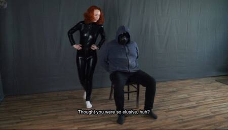 Special Agent with red bondage in a vacuum bag