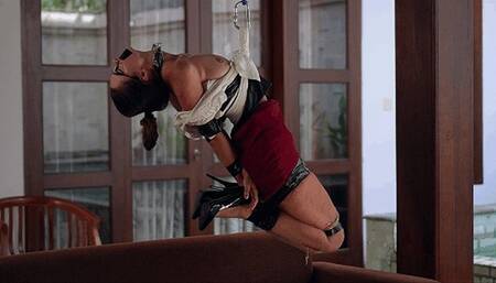 Tape suspension for pervert business lady