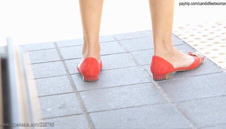 Candid sexy elegant balle flats, nice feet, foot fetish passion