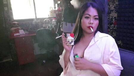 Power smoke on natural daylight