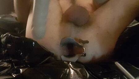 plugging myself for the day with a speculum, double ender and a small dildo