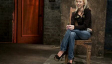 Blond in upside down suspension whipped