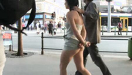 Nasty Euro babe bound and public fucked