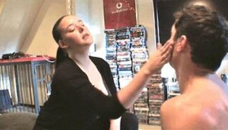 Face slapping the slut - Governess Ely with slave Fag7 - MP4 Clip