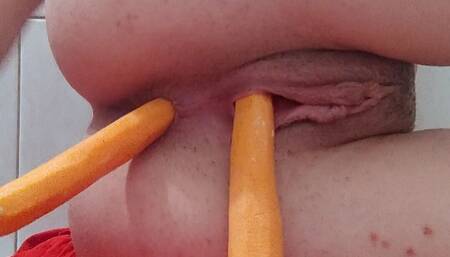 Trying to Put This Carrots Into My Tiny Holes