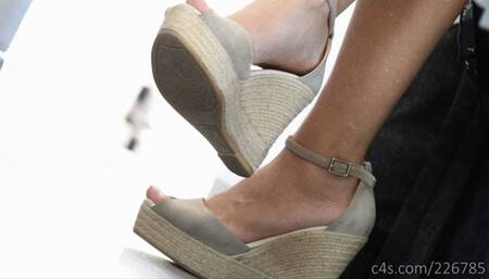 Candid sandals arched feet fetish, nice sandals and cute feet