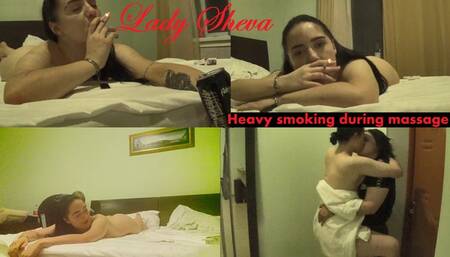 Lady Sheva - heavy smoking during massage, jealousy action