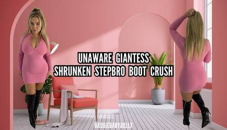 Unaware Giantess Shrunken Stepbro Boot Worship & Crush