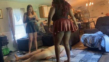 Sexy soles kick pathetic slaves cock and balls