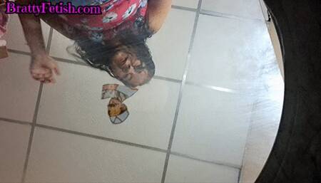 Paper man crushed under huge Latina feet and socks 720p