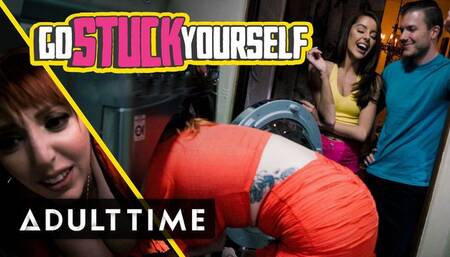 Step-siblings Fuck Their Stepmom From Behind While She's Stuck! (Hot Threesome)