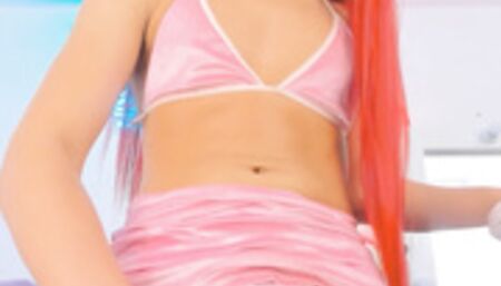 Red Hair Tgirl Wanks Her Big Cock