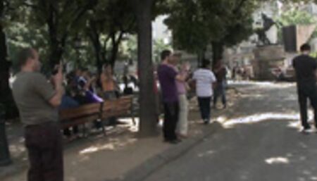 Bound young babe anal fucked outdoor