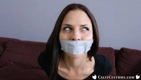 Babysitter Bondage Games 2: Cali ends up rope tied and tape gagged (mob)