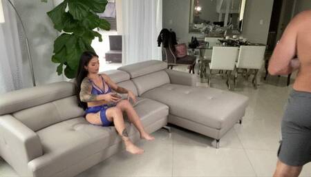 Petite Asian babe Paisley Paige Gets Fucking in Hot Blue Lingerie BTS Angle