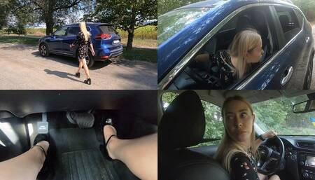 Anya is driving in reverse