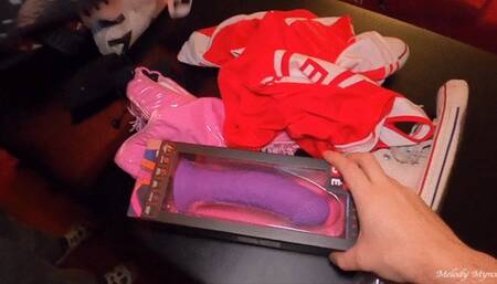 Melody Mynx Busty Cheerleader Babe First Scene Trampoline Solo with Toys