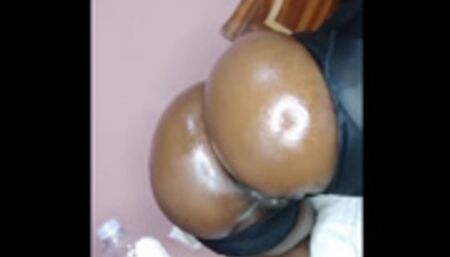 Ebony thick and curvy oiled phat ass takes bbc p1