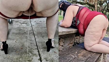 Big ass Hijab Muslim Milf doing early morning walks outdoor in the park