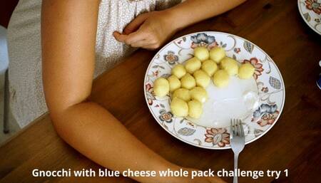 Blue cheese gnocchi challenge and short shorts struggling to button
