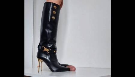Lady Latisha - CBT Trample Board - Balmain Stiletto Boots (V2) - Close Up - UHD
