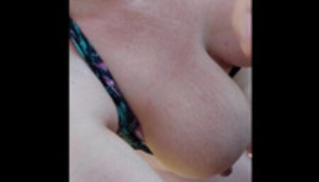 Nude in the nature. Cumming to tits.