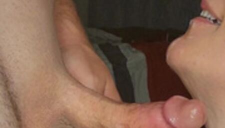 Quick cumshot for hotwife! She sucks out every last drop!