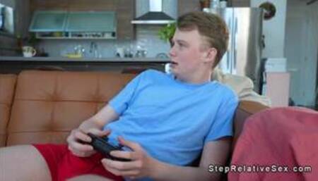 Dude fantasies and fucks MILF stepmom in a bunny costume