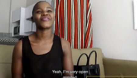 Busty Bald Ebony Babe Begging For A Job in Fake Intervi