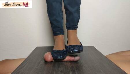 Blue ballet flats cockbox shoejob