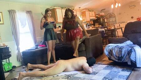 Two Goddesses Trample Pathetic Loser Slave 1080