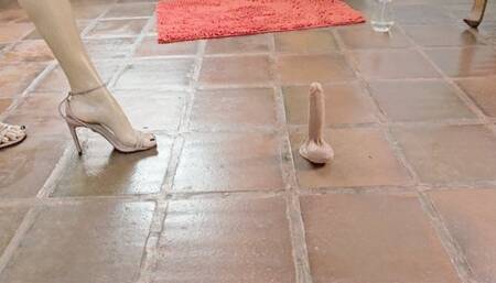 Katherine super sexy footjob with her dildo