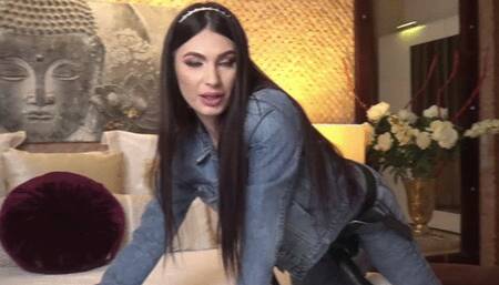 All you had in your mind while you were away was your sexy Mistress dressed all in denim pegging you