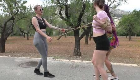 Extended Bondage Walk Training for two sexy Spanish Girls - Full Clip mp4 HD