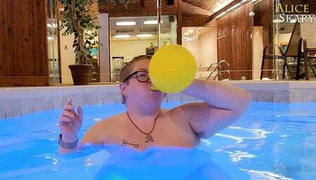 Blowing Up Balloons In The Buff - Alice Skary Naked in the Pool for Looner No Pop - sd wmv