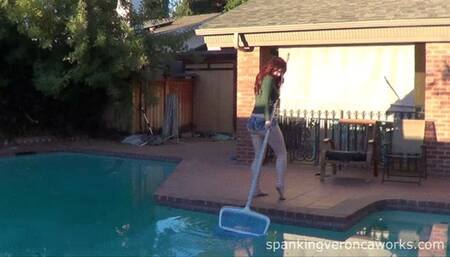 Spoiled Dresden Spanked By Pool Cleaner