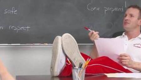 skinny high school teen fucked to orgasm by coach in class