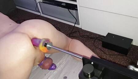 Cumming hands free prostate orgasm while being fucked by the fucking machine