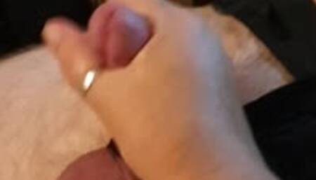 Helpless cock bound with stockings and edged